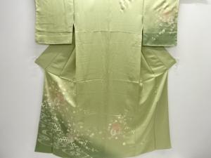 未使用品　仕立て上がり　花車に花籠模様訪問着